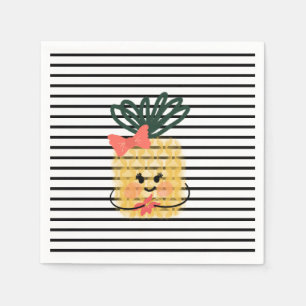 Pineapple Holding Hisbiscus Luau Birthday Napkin