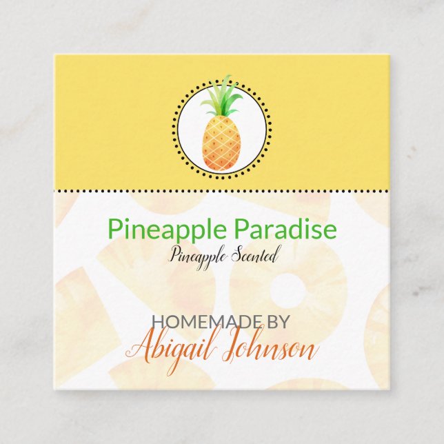 Pineapple Homemade Bath & Body Label | Tag (Front)