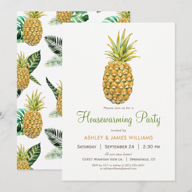 Pineapple Housewarming Party Invitation (Front/Back)