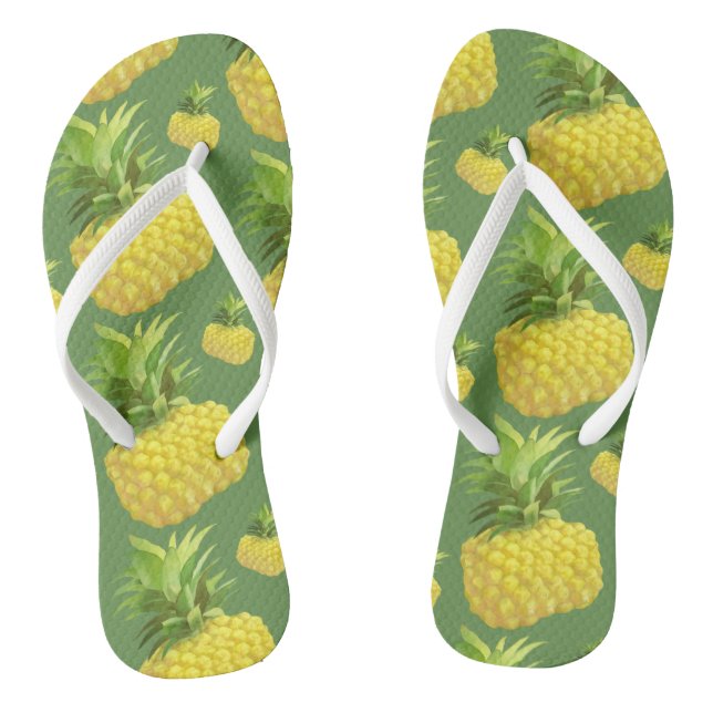 Pineapple Illustration Flip Flops (Footbed)