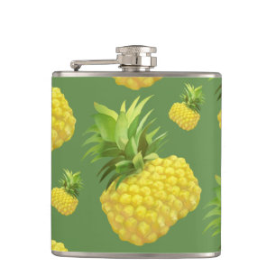 Pineapple Illustration Hip Flask