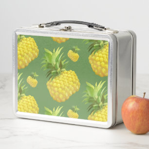 Pineapple Illustration Metal Lunch Box