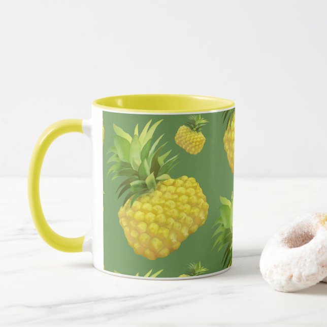 Pineapple Illustration Mug (With Donut)