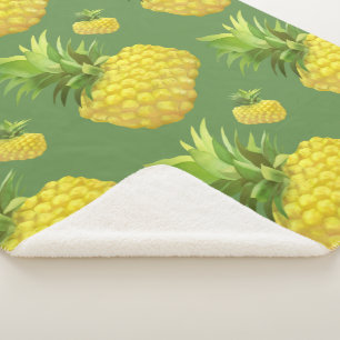 Pineapple Illustration Sherpa Blanket