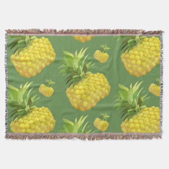 Pineapple Illustration Throw Blanket (Front)