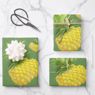 Pineapple Illustration Wrapping Paper Sheet