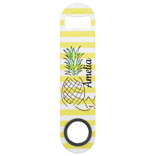Pineapple Illustration Yellow Stripes Summer (Front)