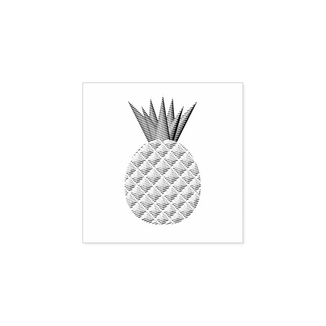 Pineapple In Black And White Rubber Stamp (Imprint)