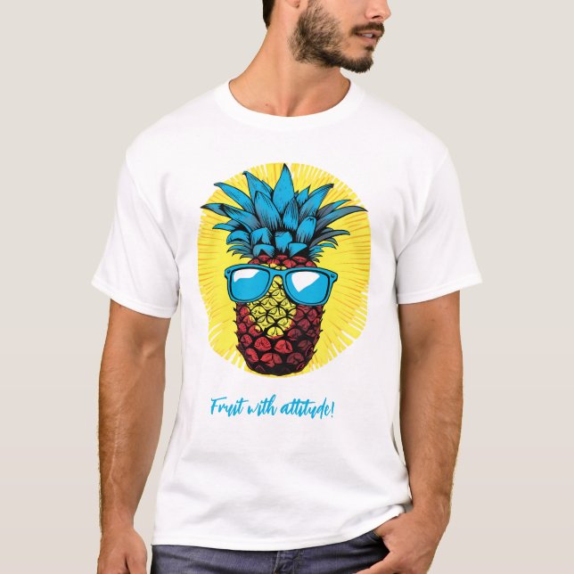 Pineapple in pop art style in blue sunglasses T-Shirt (Front)