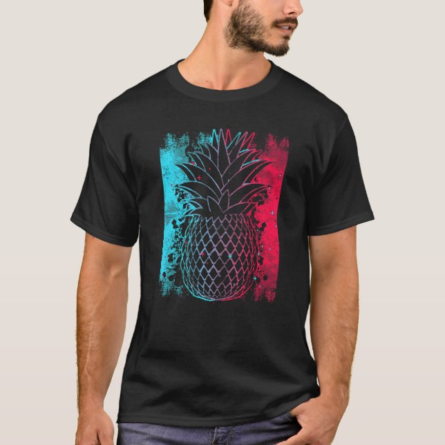Pineapple In Techno Colour Festival Synthesizer Wh T-Shirt (Front)
