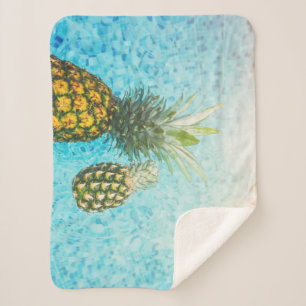 Pineapple in the pool summer time sherpa blanket
