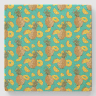 Pineapple In Turquoise Colour Stone Coaster