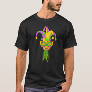 Pineapple Jester Mask Fruit Mardi Gras Festival Pa T-Shirt
