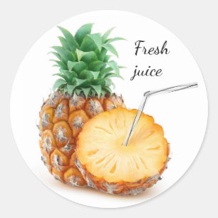 Pineapple juice classic round sticker