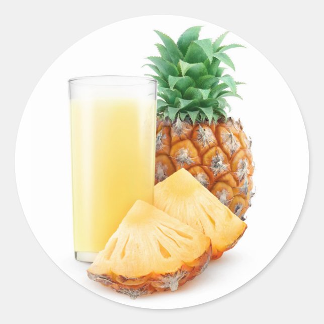 Pineapple juice classic round sticker (Front)