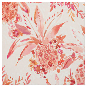PINEAPPLE JUICE Peach Tropical Floral Fabric