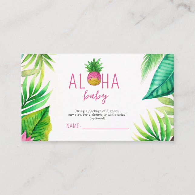 Pineapple Jungle Pacifiers Pink Girl Baby Shower Enclosure Card (Front)