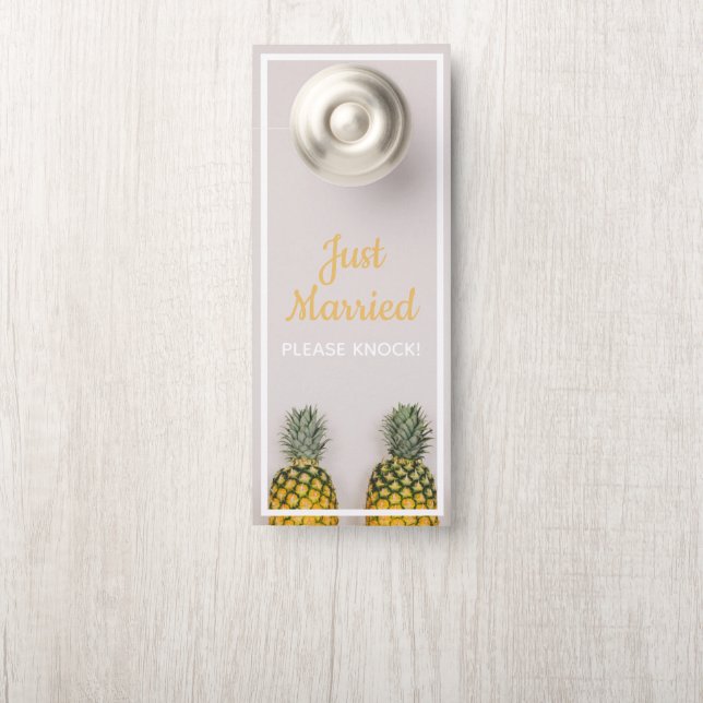Pineapple Just Married Do Not Disturb Wedding Door Hanger (On Knob)