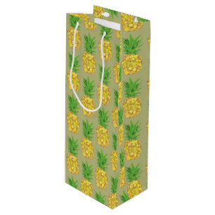 Pineapple Khaki Wine Gift Bag