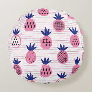 Pineapple kid design, vintage pattern. round cushion