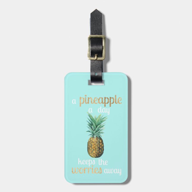 Pineapple Life Quote Luggage Tag (Front Vertical)