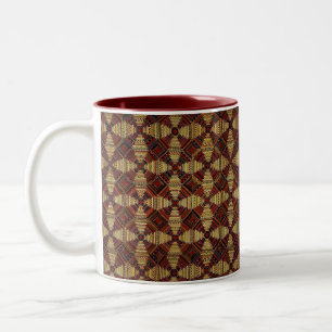 Pineapple Log Cabin Patchwork Design Two-Tone Coffee Mug