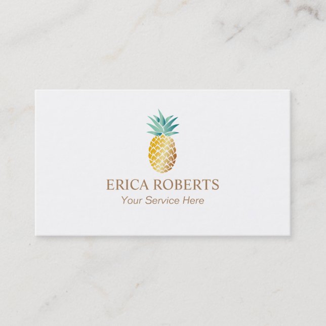 Pineapple Logo Elegant Plain Business Card (Front)