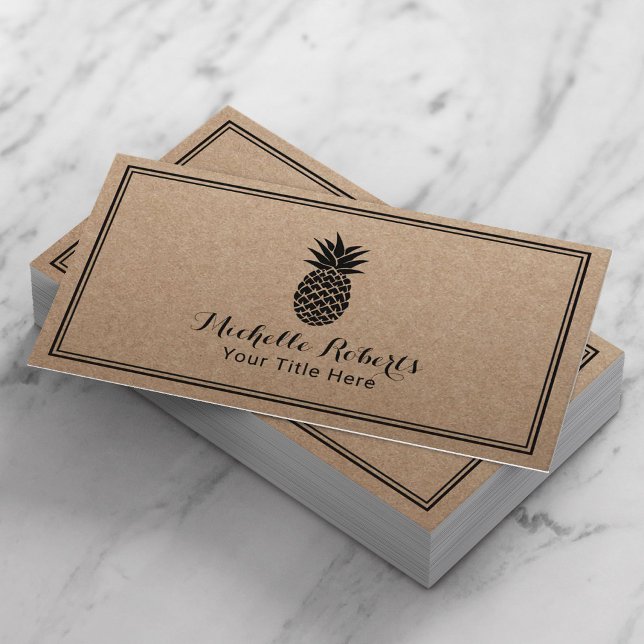 Pineapple Logo Minimalist Rustic Kraft Business Card (Creator Uploaded)