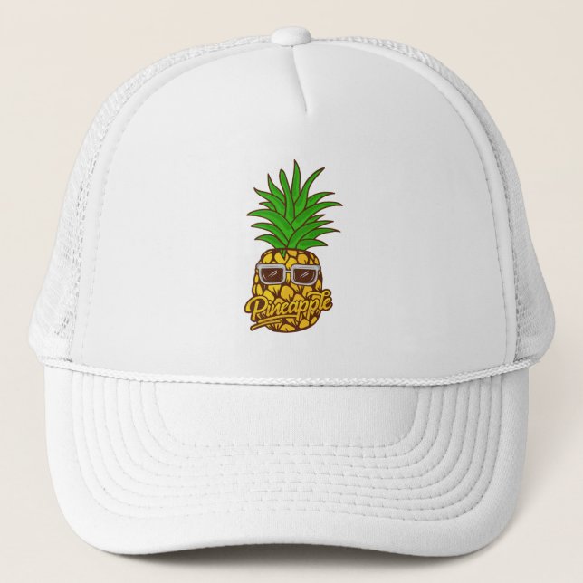 pineapple lover-pineapple wearing sunglasses trucker hat (Front)