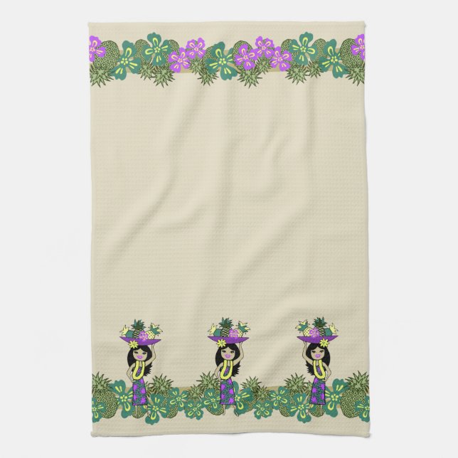 Pineapple Luau Band Hawaiian Kitchen Towel (Vertical)