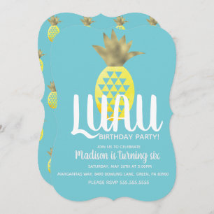 Pineapple Luau Birthday Party Any Age Invitation