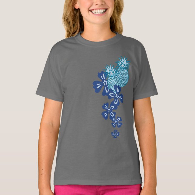 Pineapple Luau Girl's T-Shirts (Front)