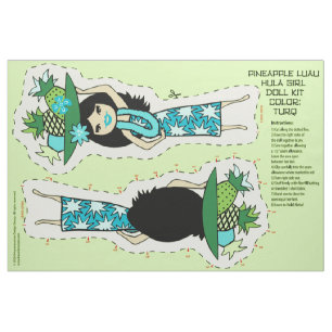 Pineapple Luau Hawaiian Hula Girl Doll Kit -Turq Fabric