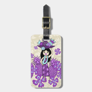 Pineapple Luau Hawaiian Hula Girl Duo Cases Luggage Tag