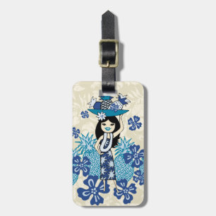 Pineapple Luau Hawaiian Hula Girl Duo Cases Luggage Tag