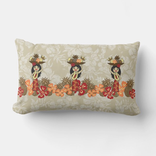 Pineapple Luau Hawaiian Lumbar Pillows (Front)