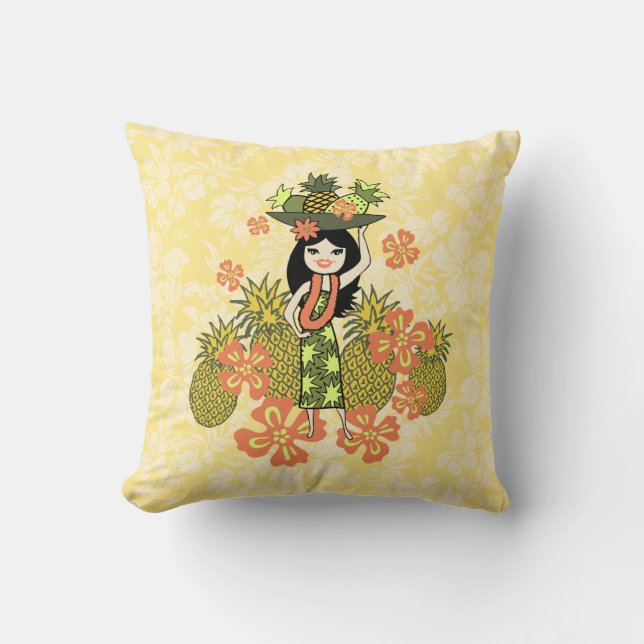 Pineapple Luau Hawaiian Square Pillows (Front)