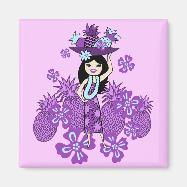 Pineapple Luau Tropical Magnets (Front)