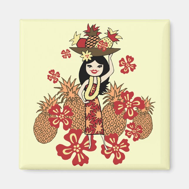 Pineapple Luau Tropical Magnets (Front)