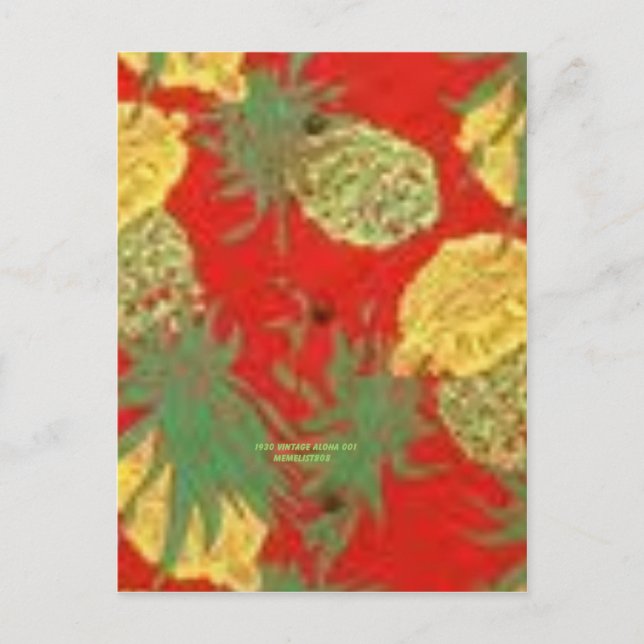 Pineapple Mainia (Vintage Aloha Print) Postcard (Front)