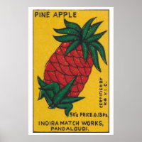 Pineapple Matchbox Art Print, Indian Vintage Folk