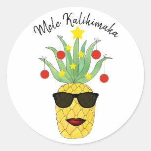 Pineapple Mele Kalikimaka Classic Round Sticker
