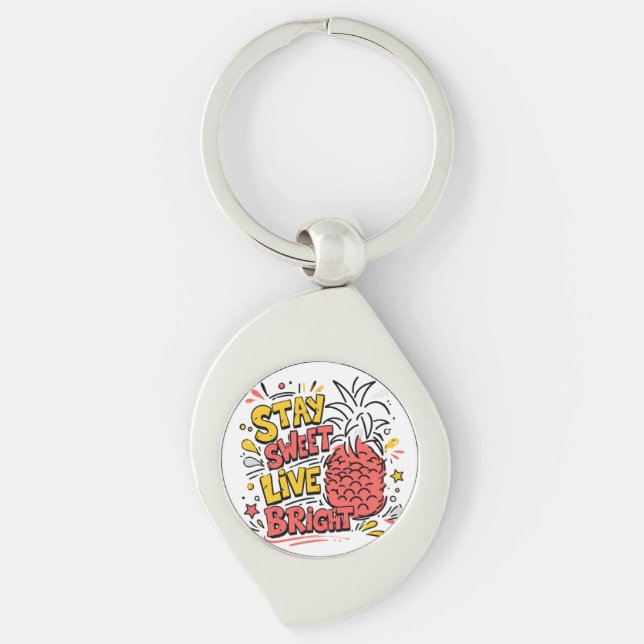 Pineapple Metal Keychain | Cute Tropical Key Ring (Front)