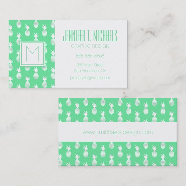 Pineapple Mint Pattern Business Card (Front/Back)