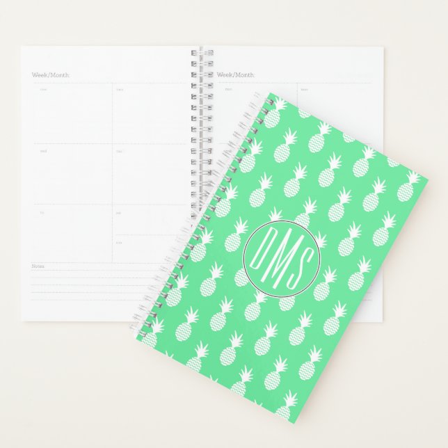 Pineapple Mint Pattern | Monogram Planner (Display)