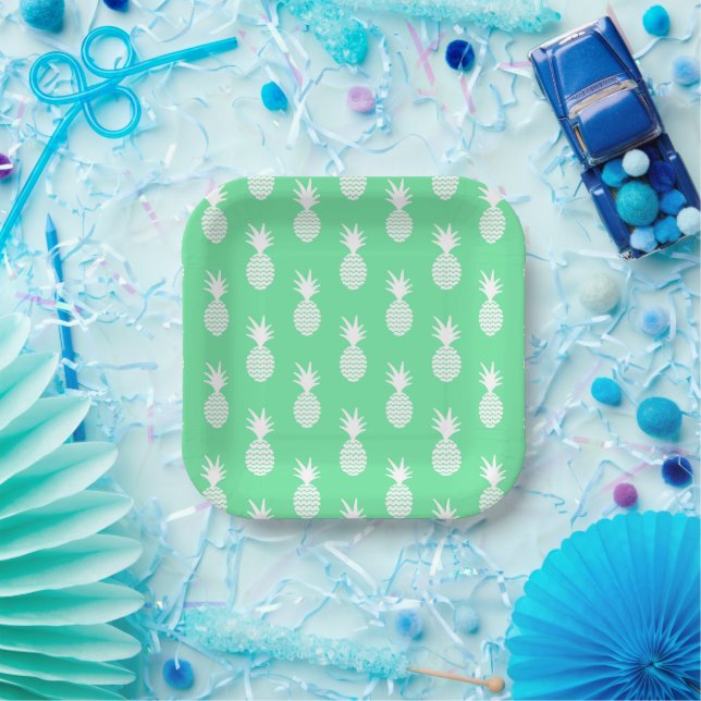 Pineapple Mint Pattern Paper Plate (Party)