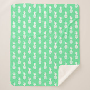 Pineapple Mint Pattern Sherpa Blanket