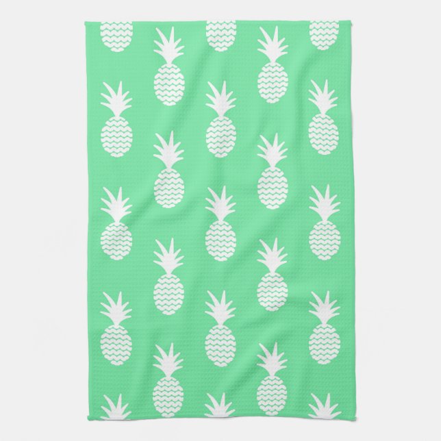 Pineapple Mint Pattern Tea Towel (Vertical)