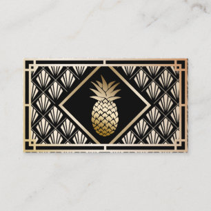 Pineapple Modern Black & Gold Event Catering Business Card