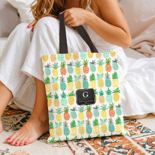 Pineapple Monogram Summer Fruit Pattern Tote bag